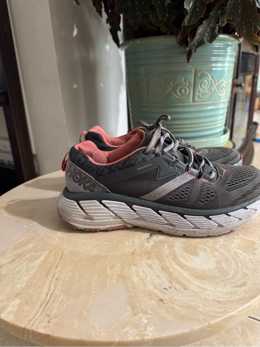 Hoka Women's Gray and Coral Gaviota 3 Running Shoes